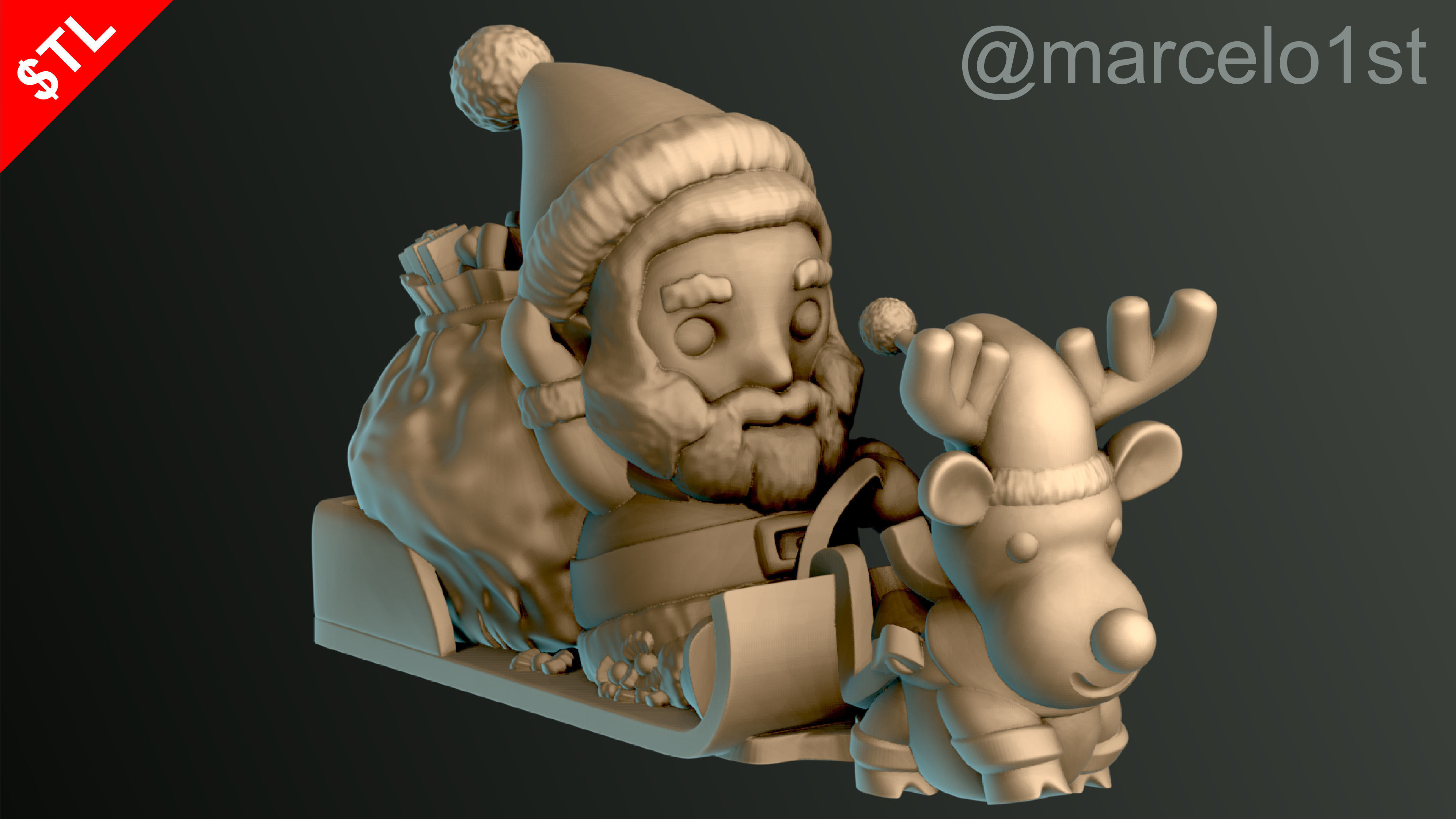 Santa Claus in Sleigh 3D print model_1