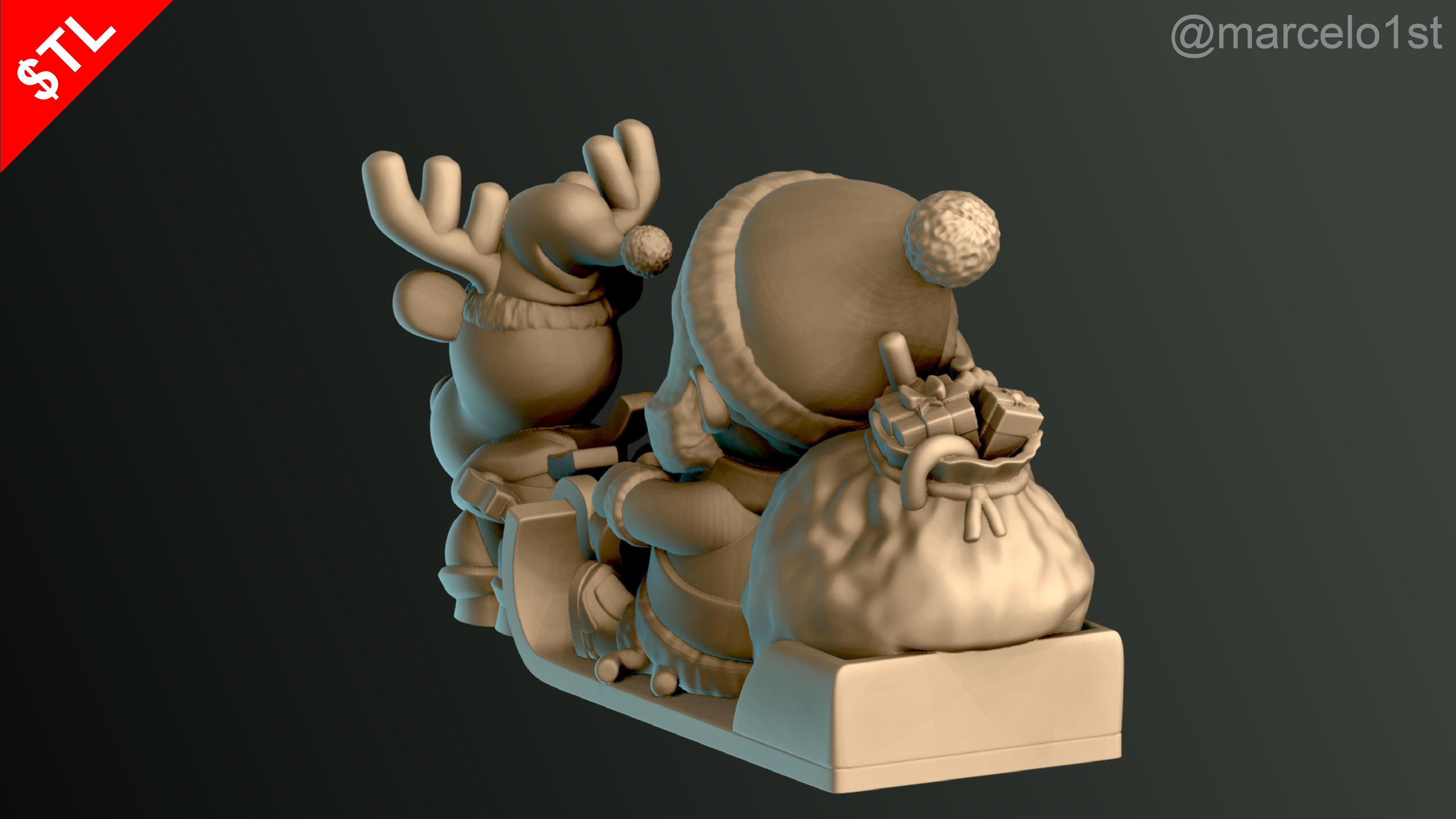 Santa Claus in Sleigh 3D print model_7