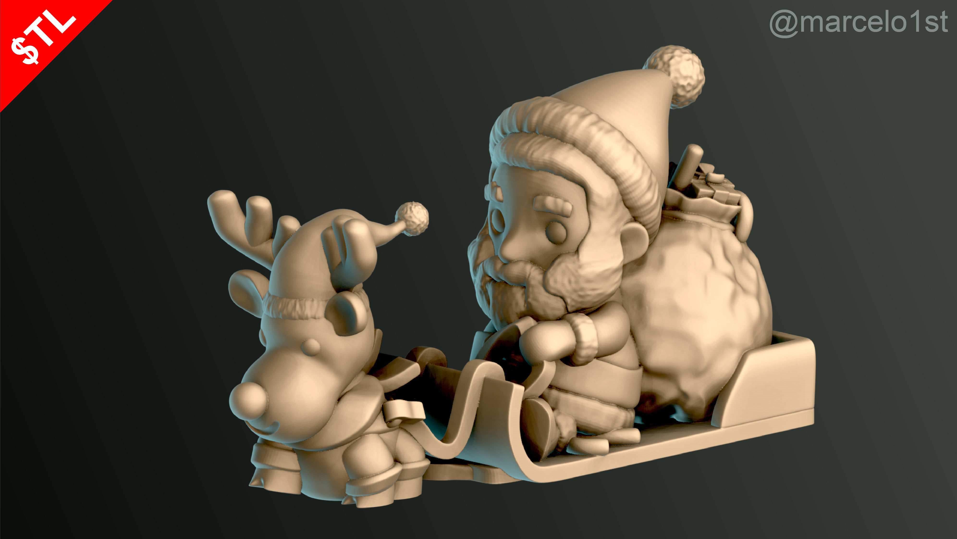 Santa Claus in Sleigh 3D print model_10