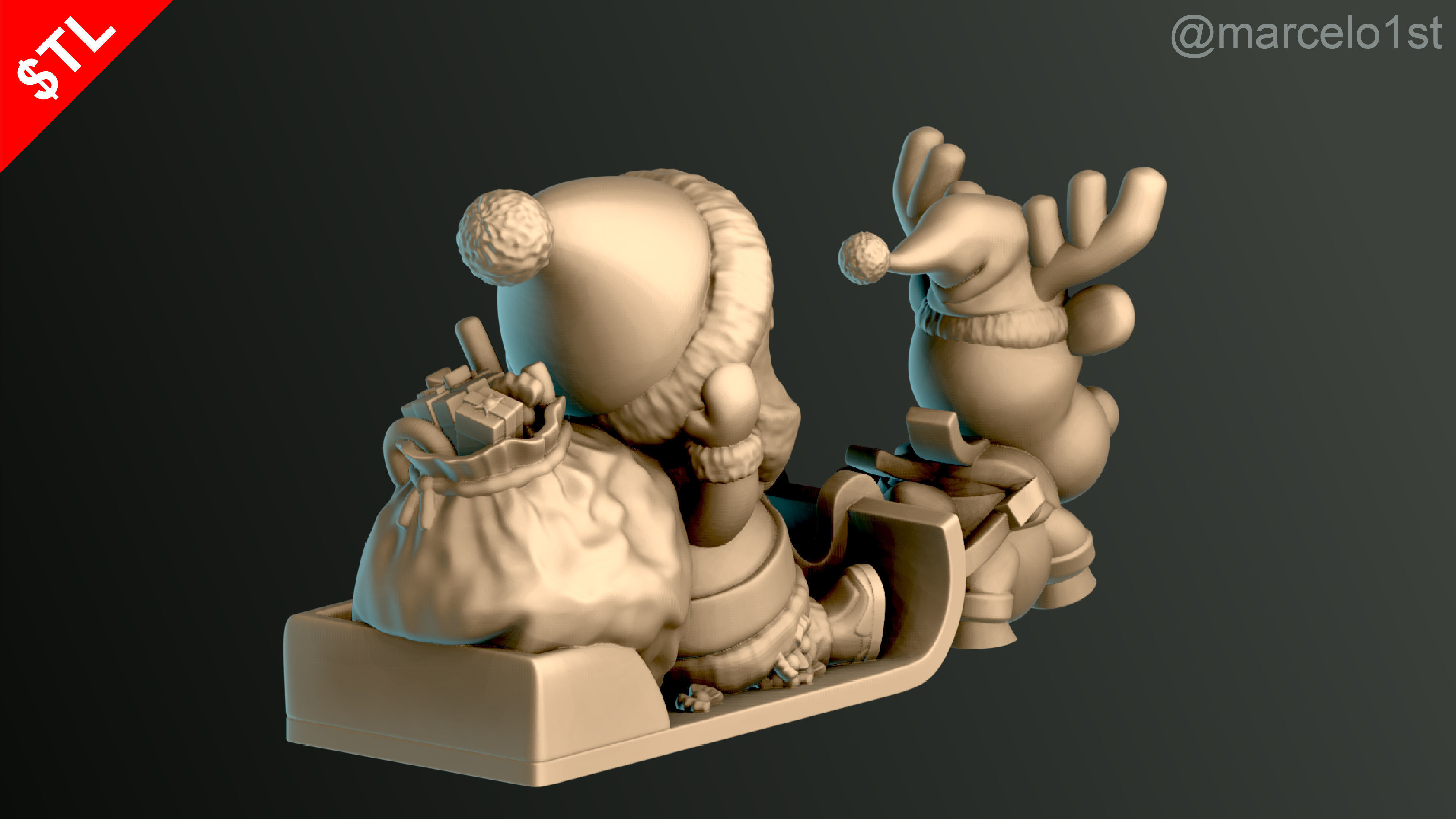 Santa Claus in Sleigh 3D print model_5