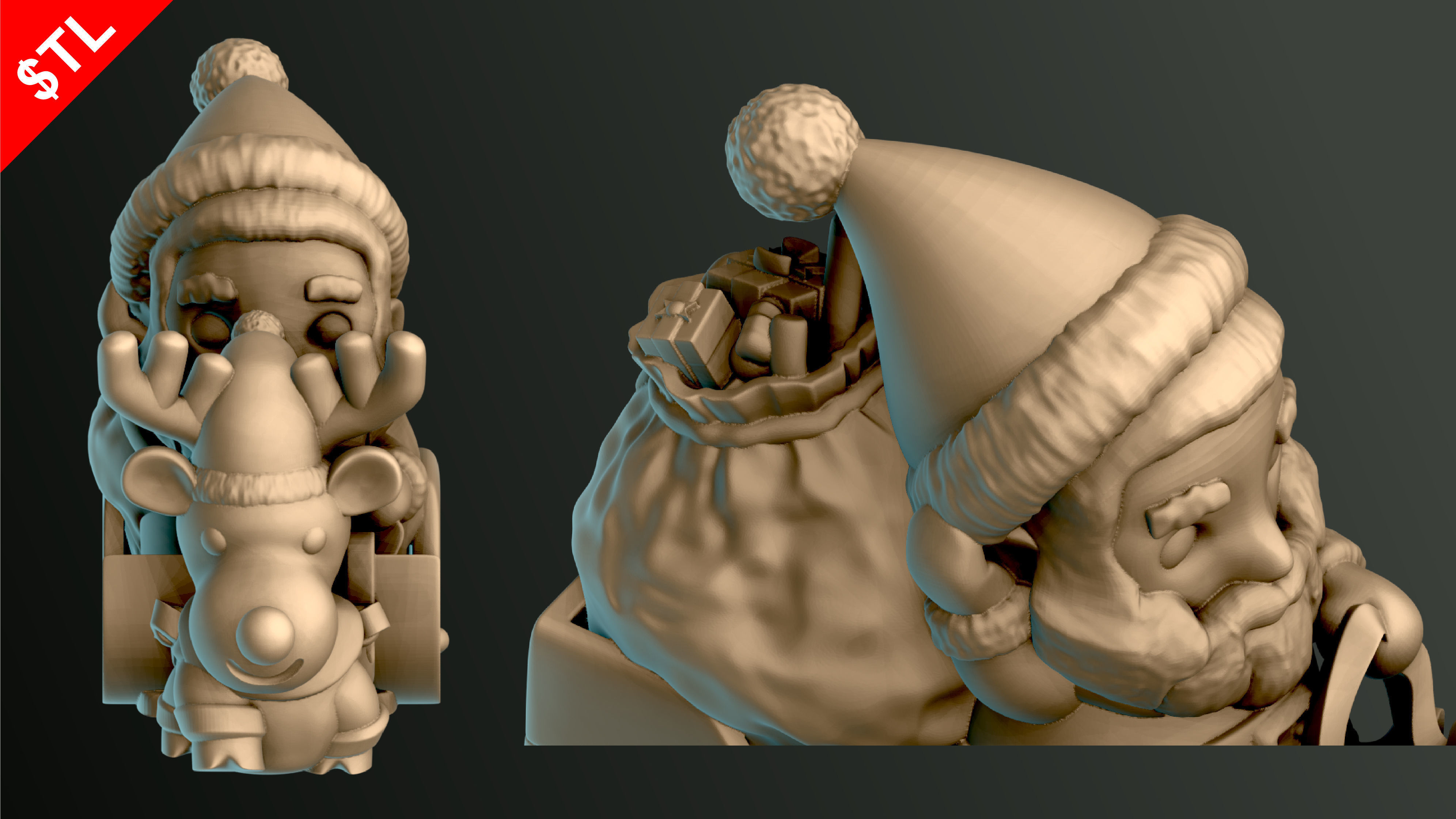 Santa Claus in Sleigh 3D print model_2