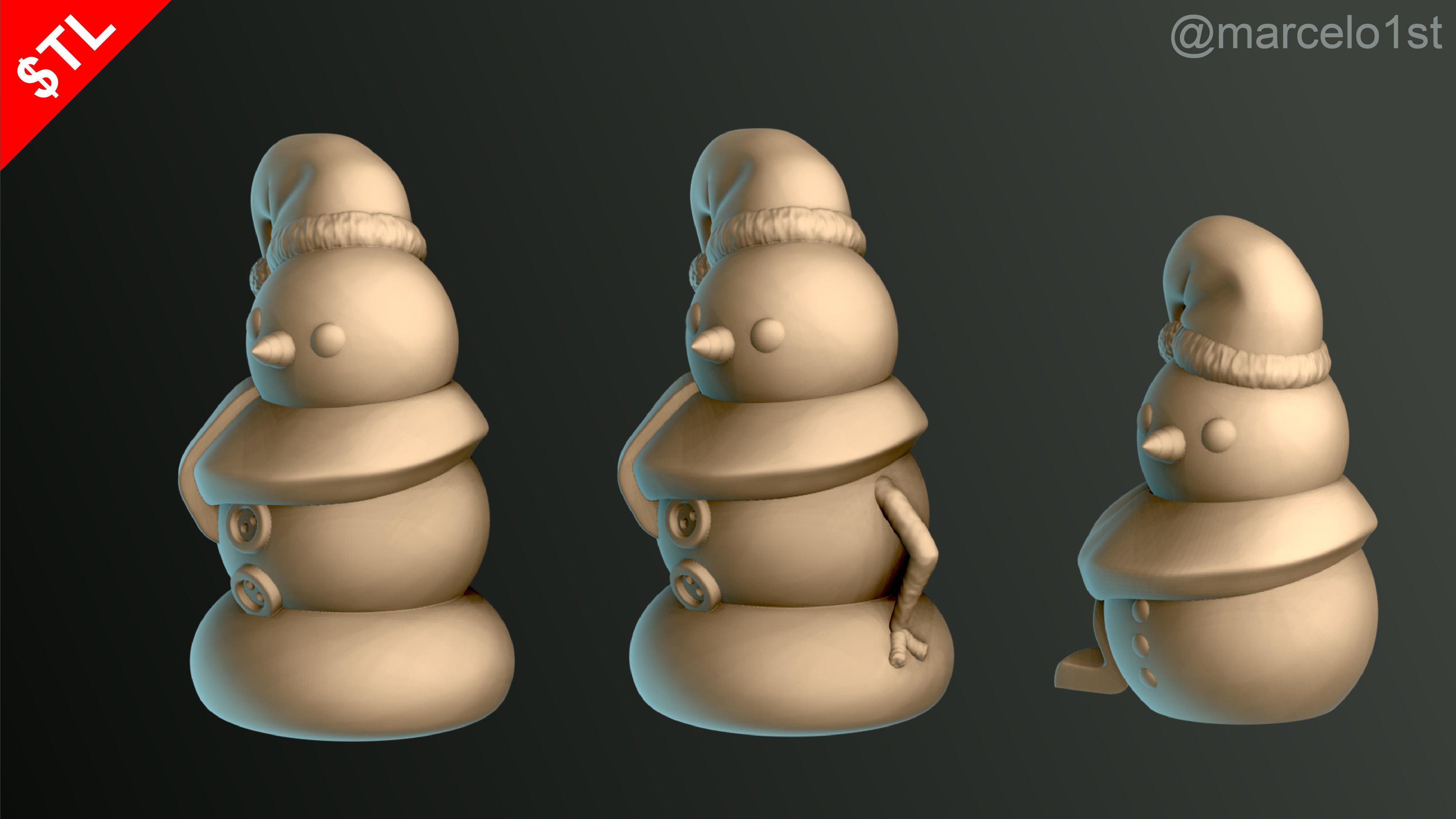 Snowman for Christmas Decoration 01 3D print model_9