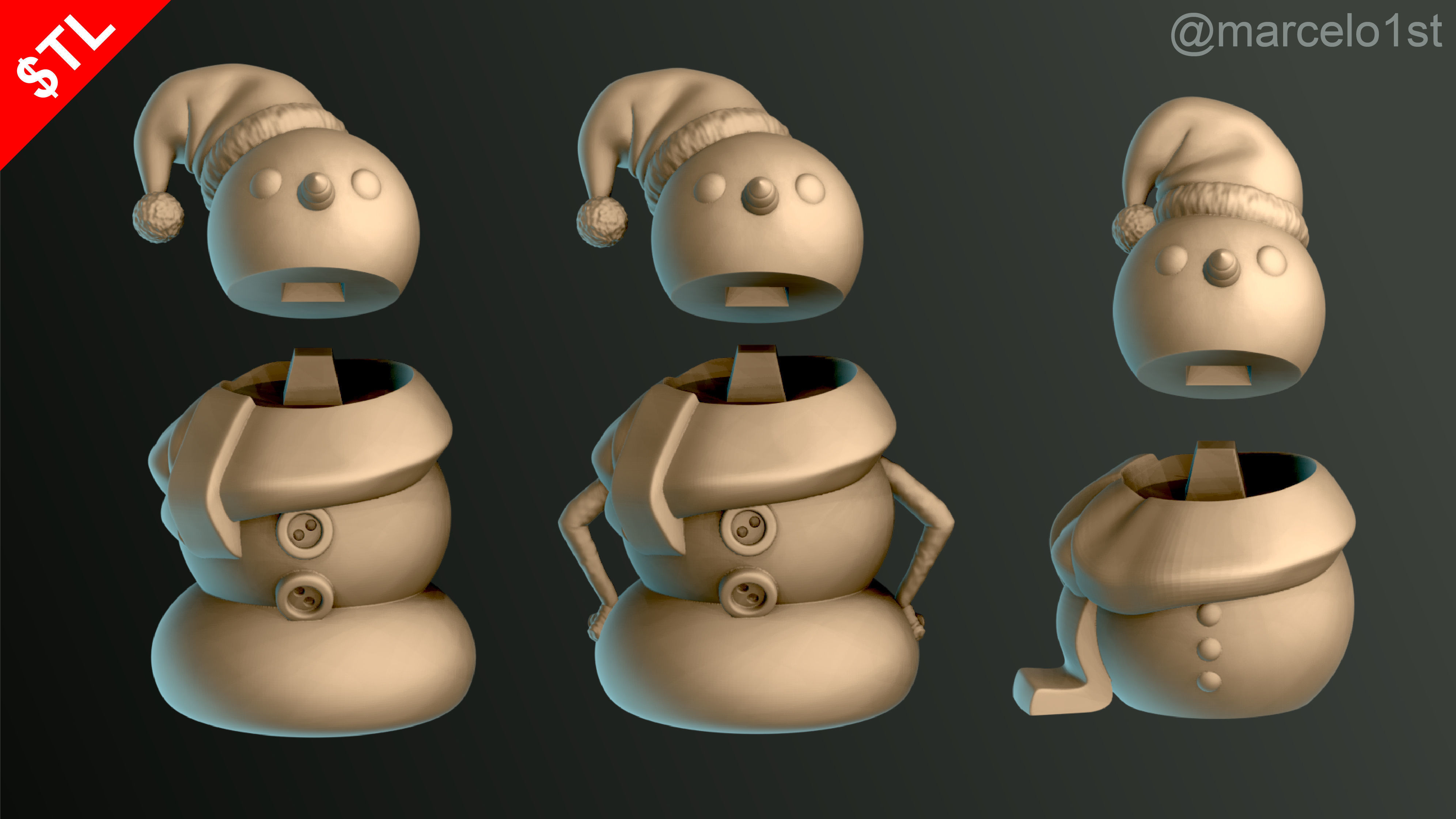 Snowman for Christmas Decoration 01 3D print model_11