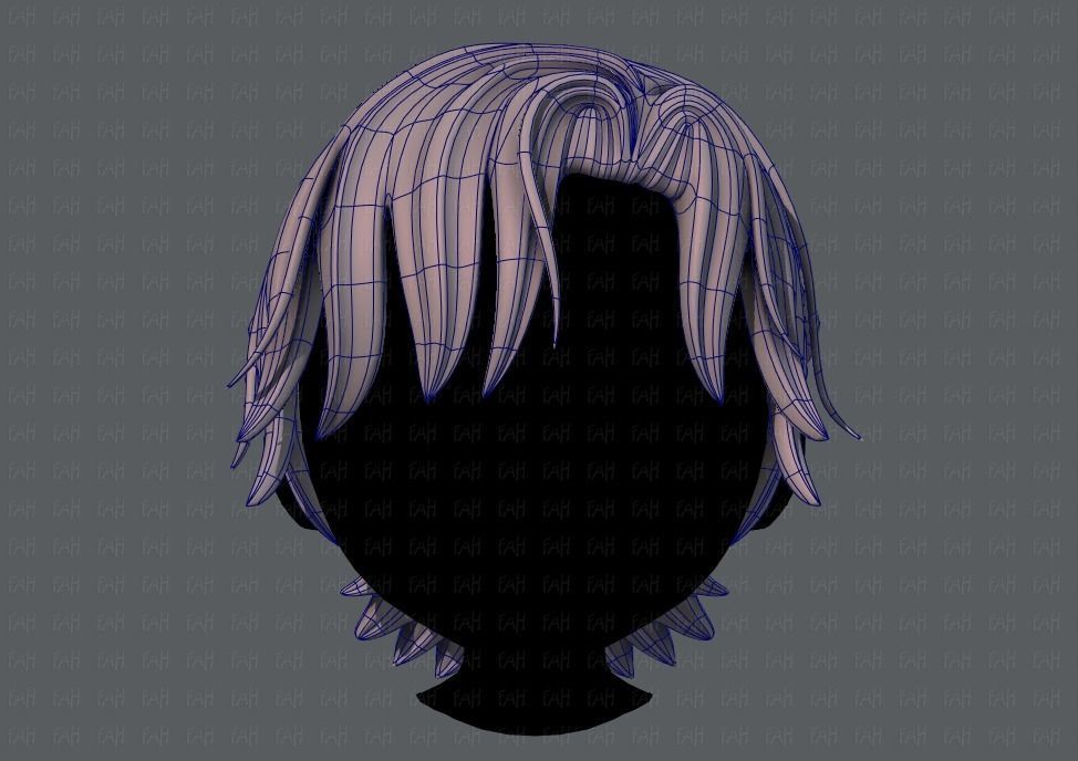 3D Hair style for boy V45 Low-poly 3D model_9