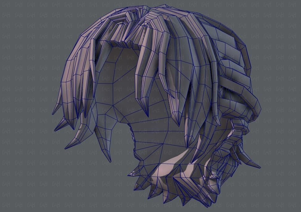 3D Hair style for boy V45 Low-poly 3D model_44
