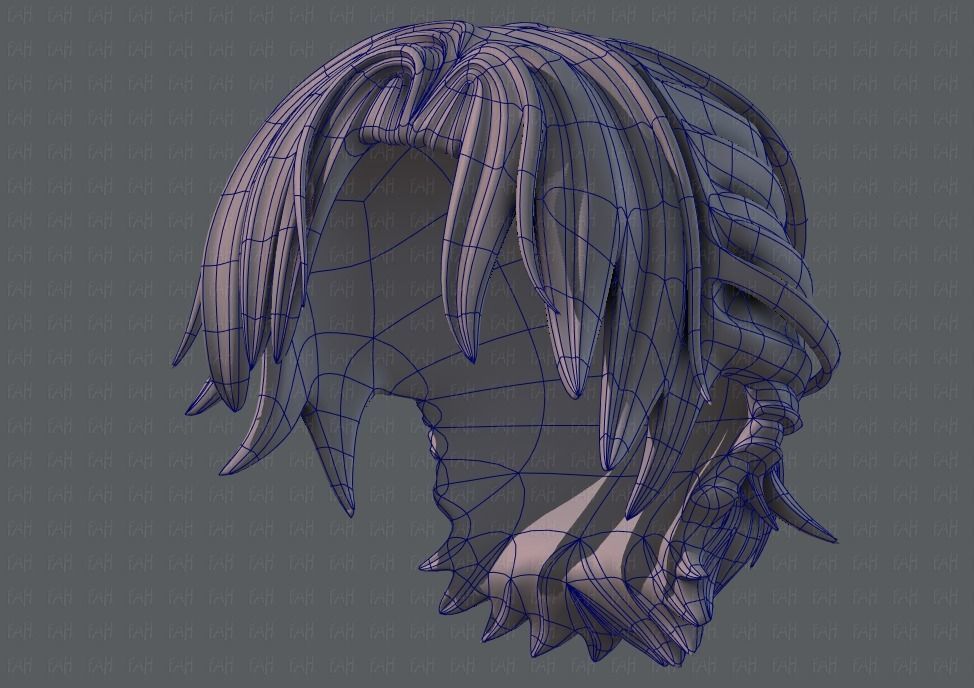 3D Hair style for boy V45 Low-poly 3D model_42