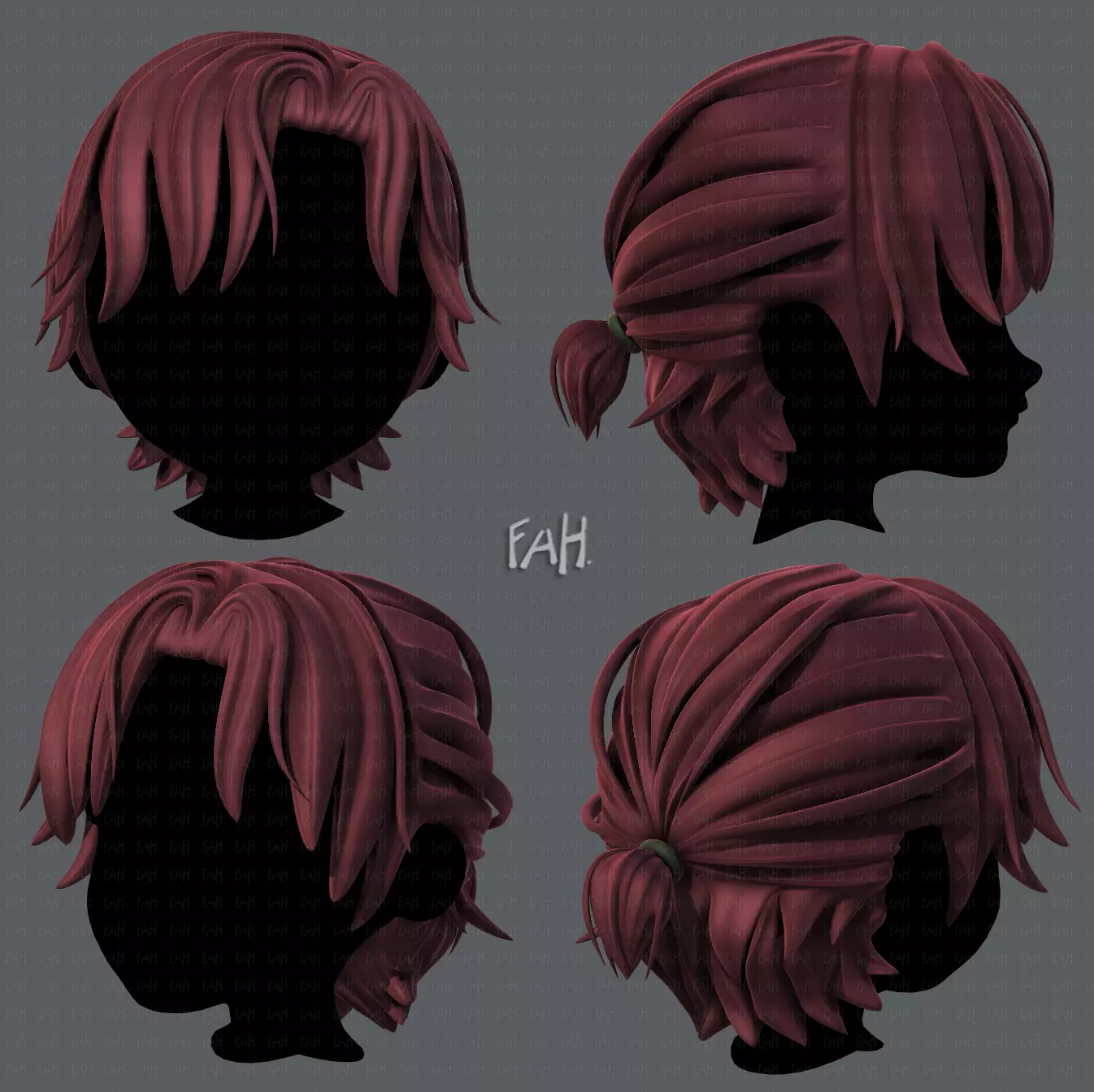 3D Hair style for boy V45 Low-poly 3D model_0