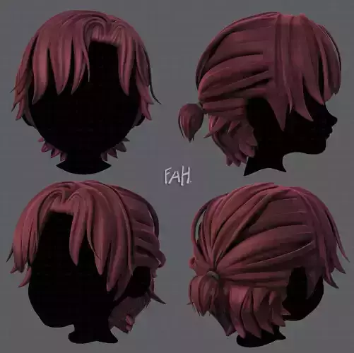 3D Hair style for boy V45 Low-poly 3D model