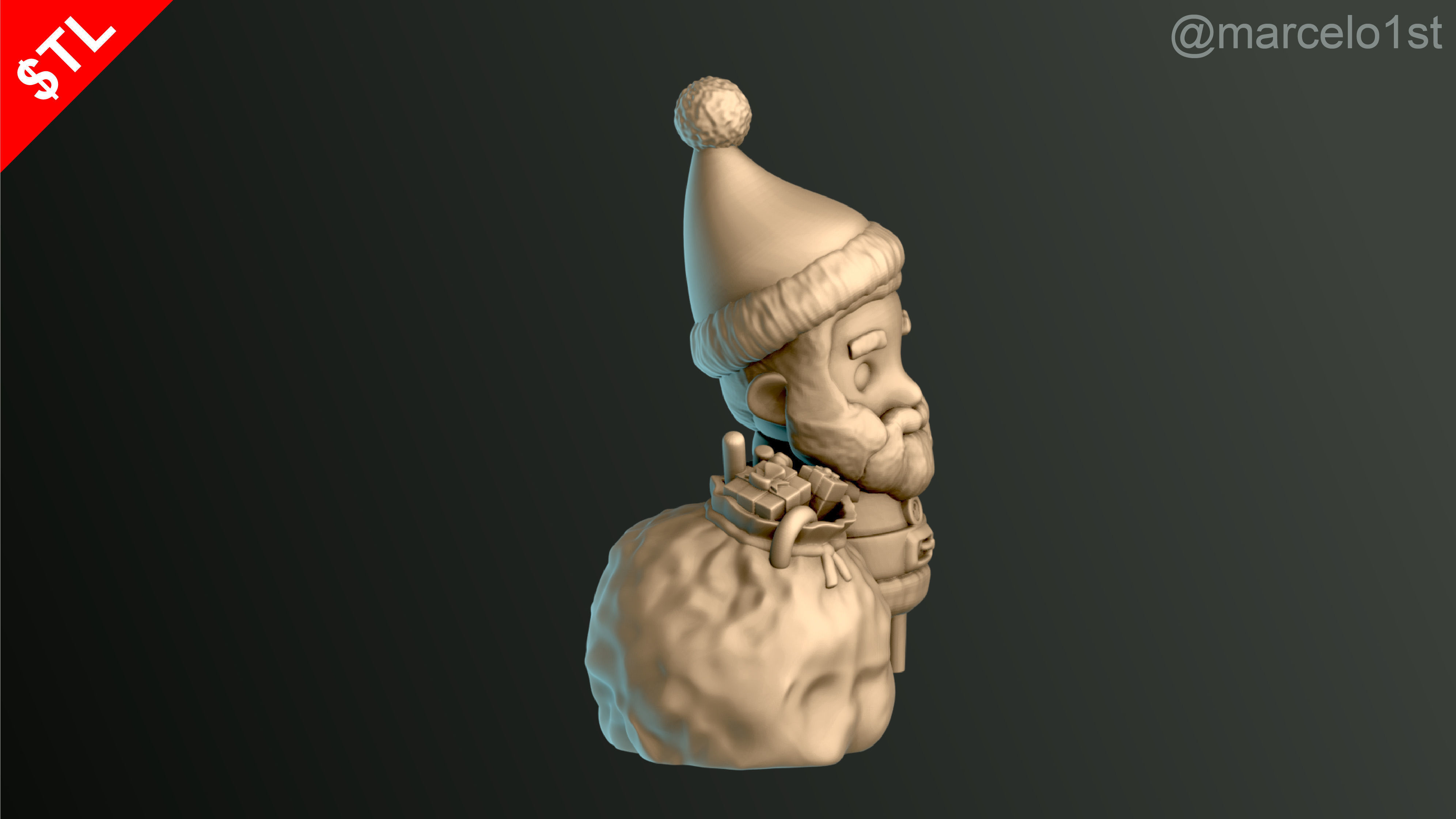 Santa Claus with Gift Bag 3D print model_4