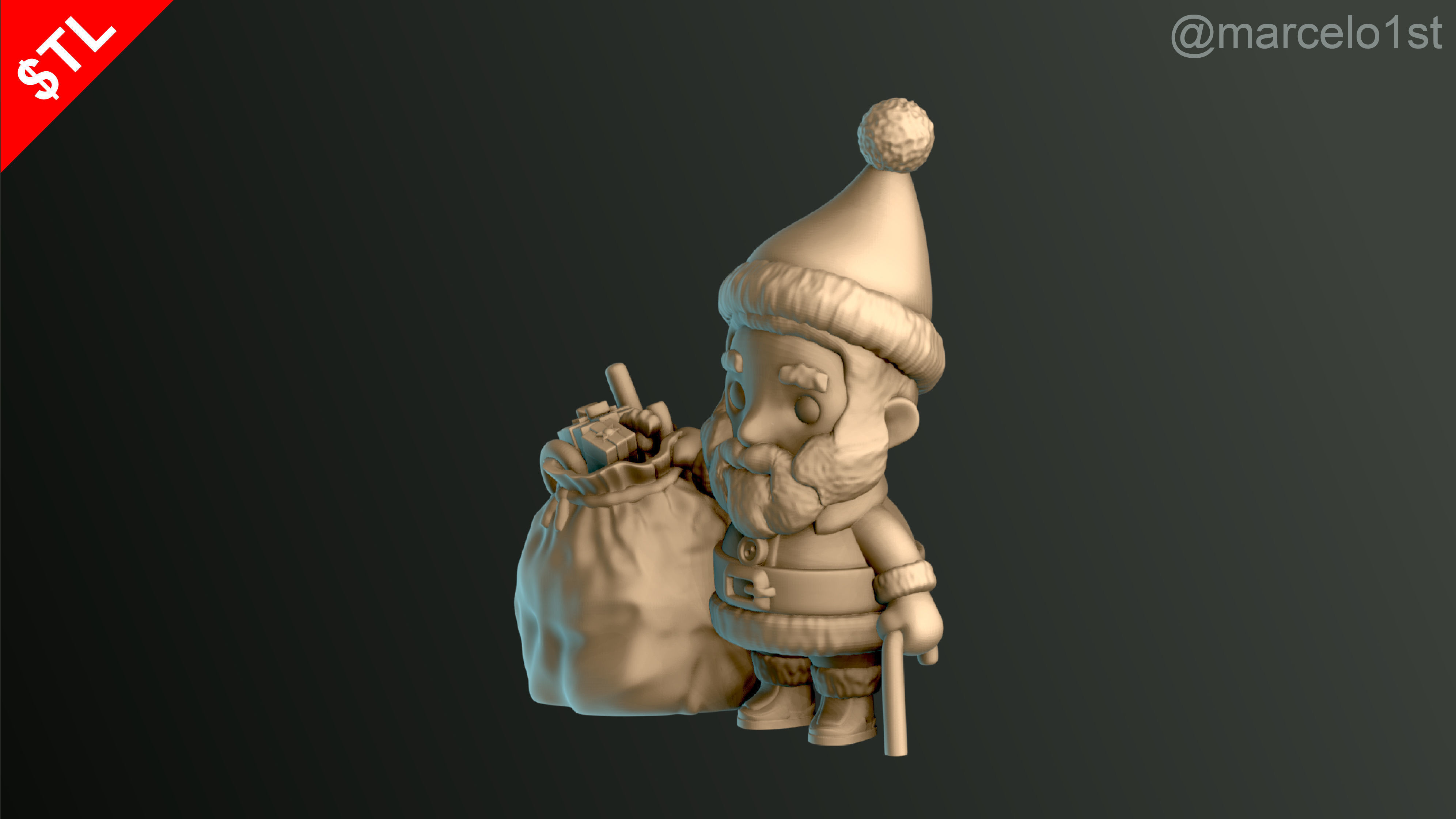 Santa Claus with Gift Bag 3D print model_2
