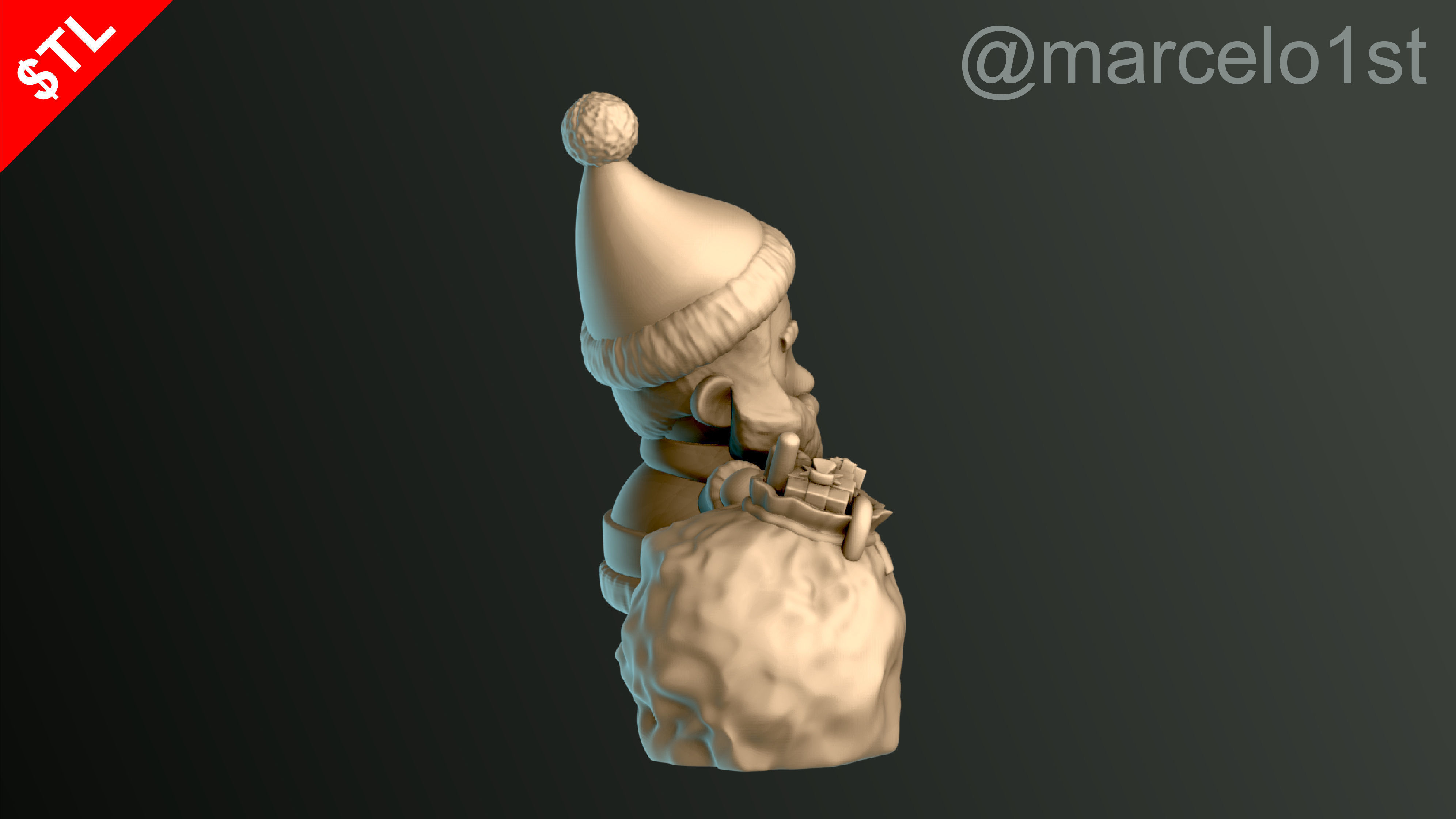 Santa Claus with Gift Bag 3D print model_5