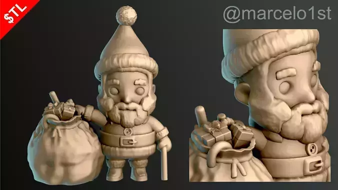 Santa Claus with Gift Bag 3D print model