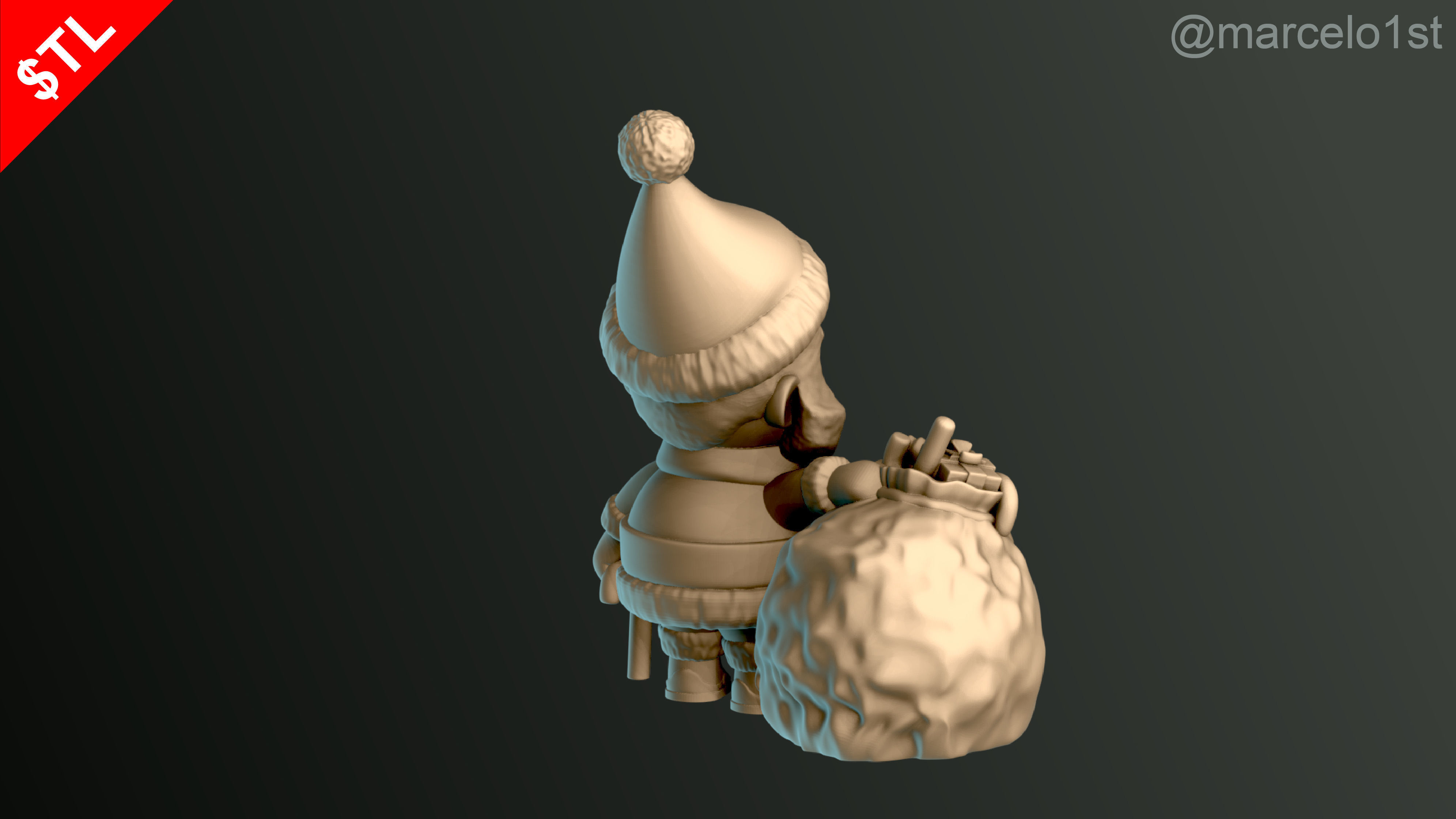 Santa Claus with Gift Bag 3D print model_6