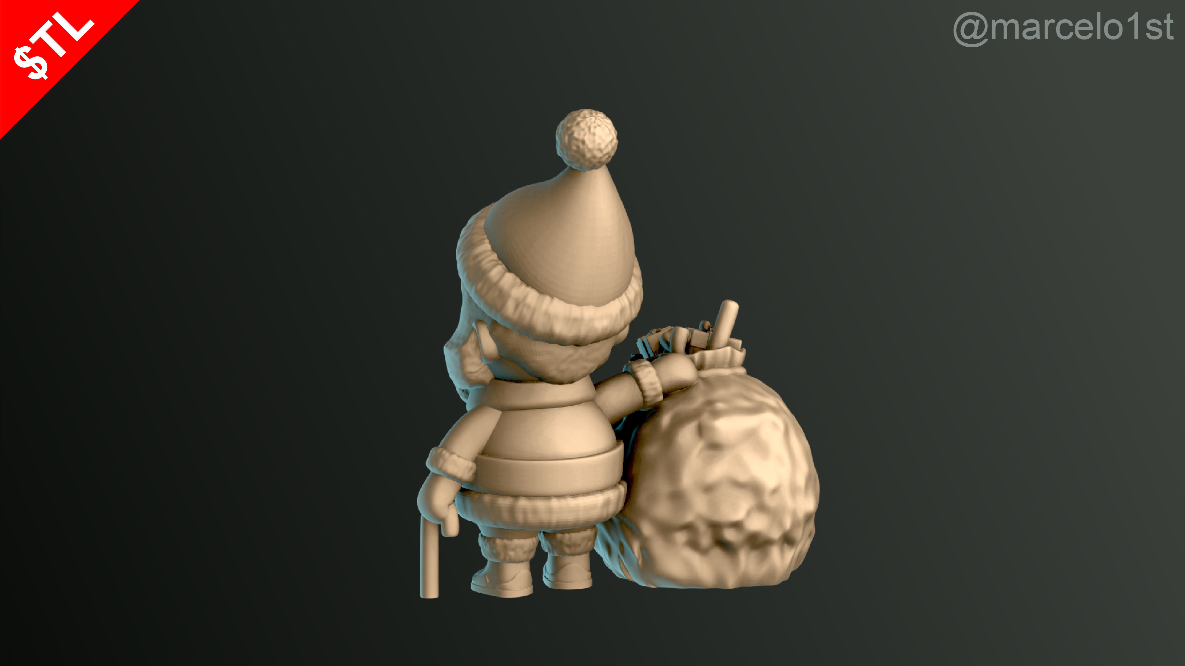 Santa Claus with Gift Bag 3D print model_8