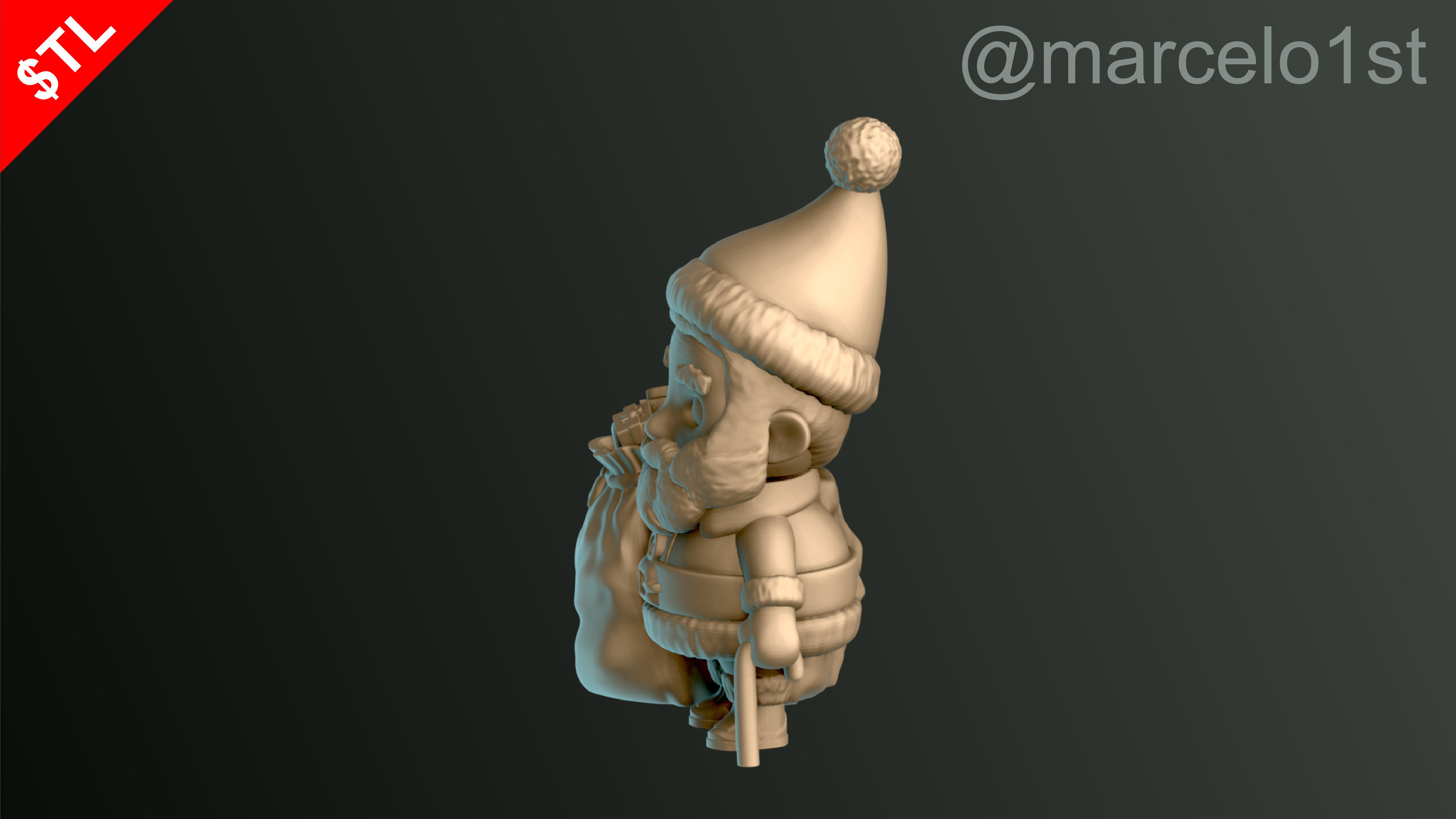 Santa Claus with Gift Bag 3D print model_1