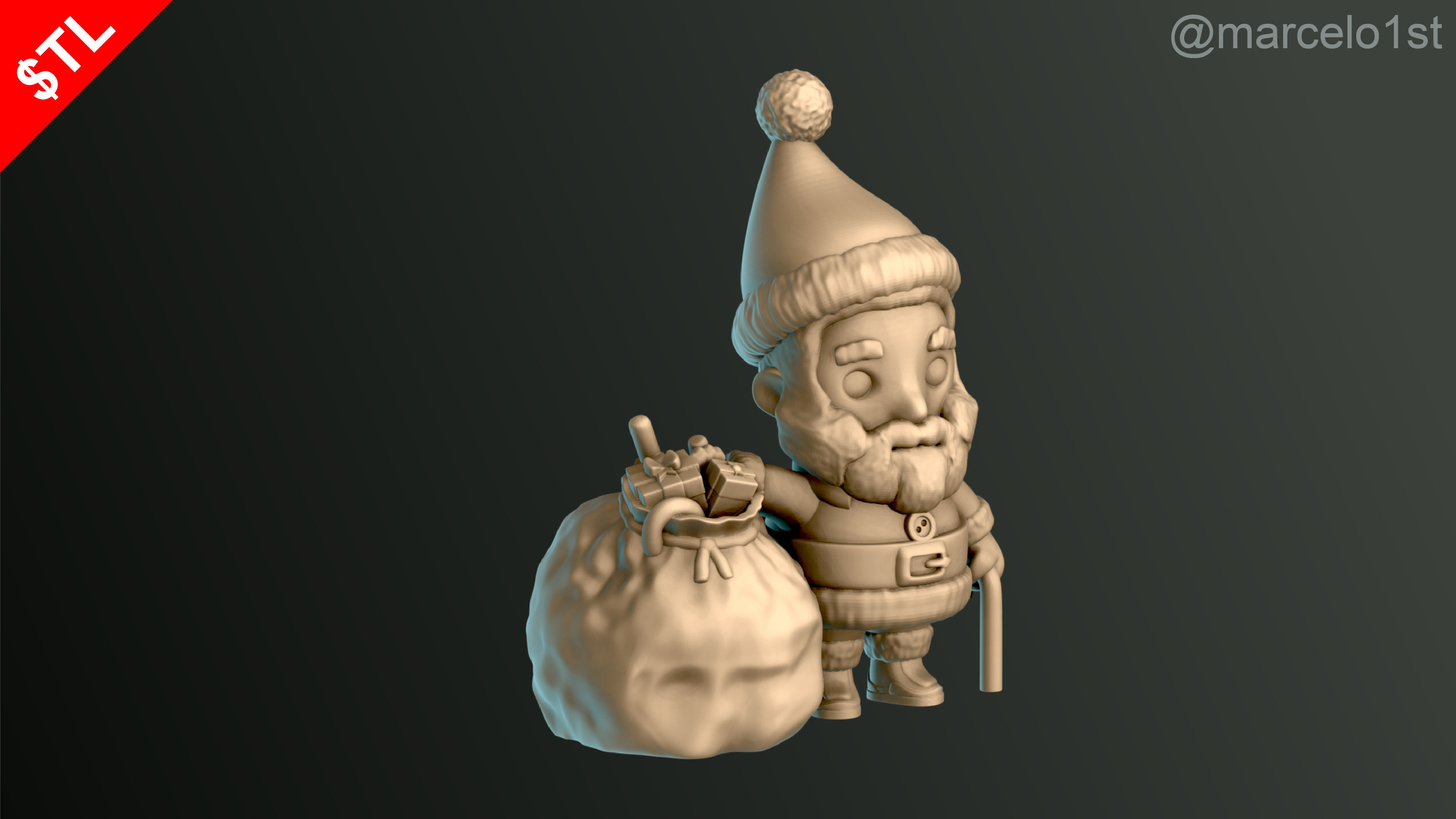 Santa Claus with Gift Bag 3D print model_3