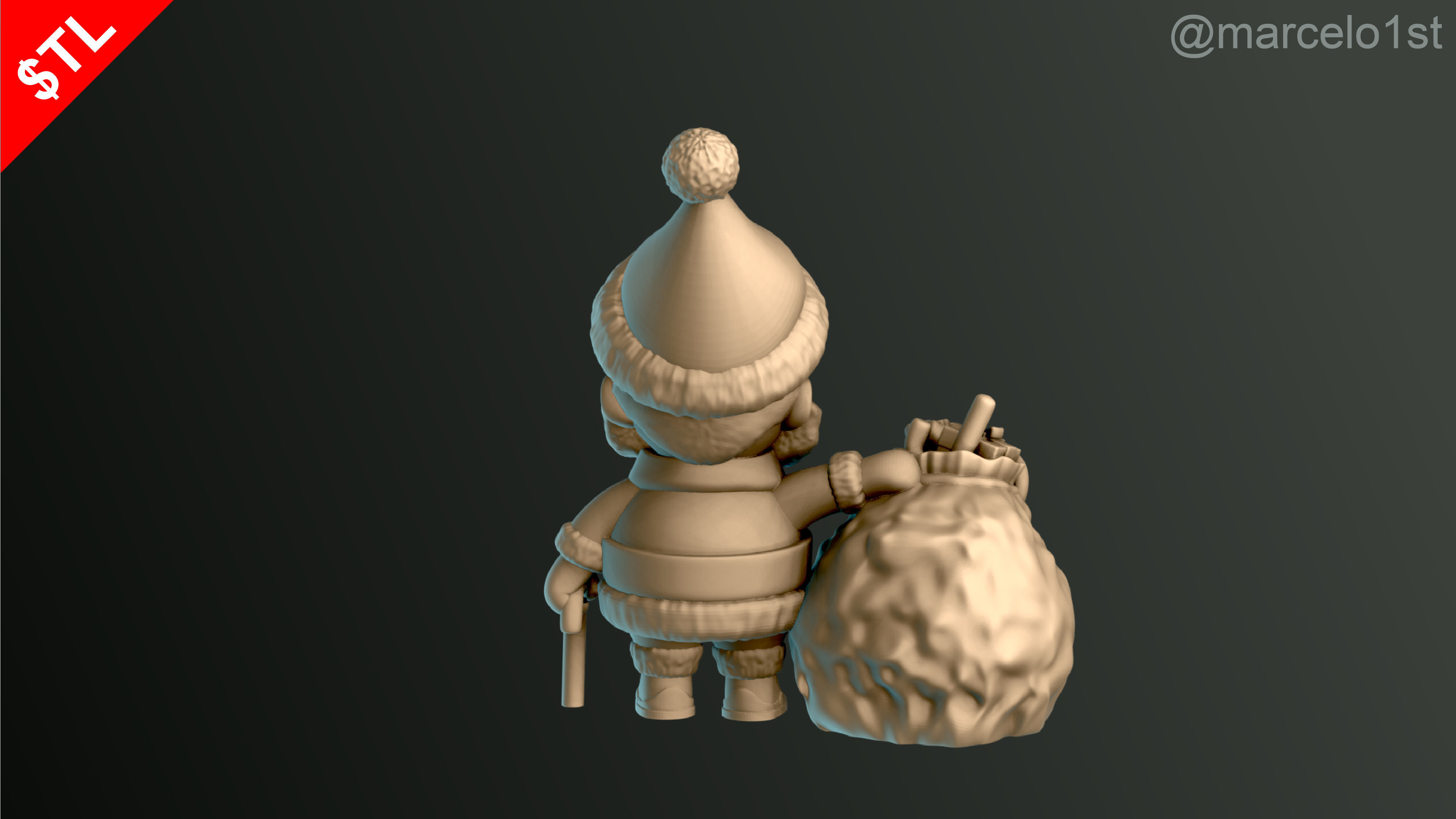 Santa Claus with Gift Bag 3D print model_7