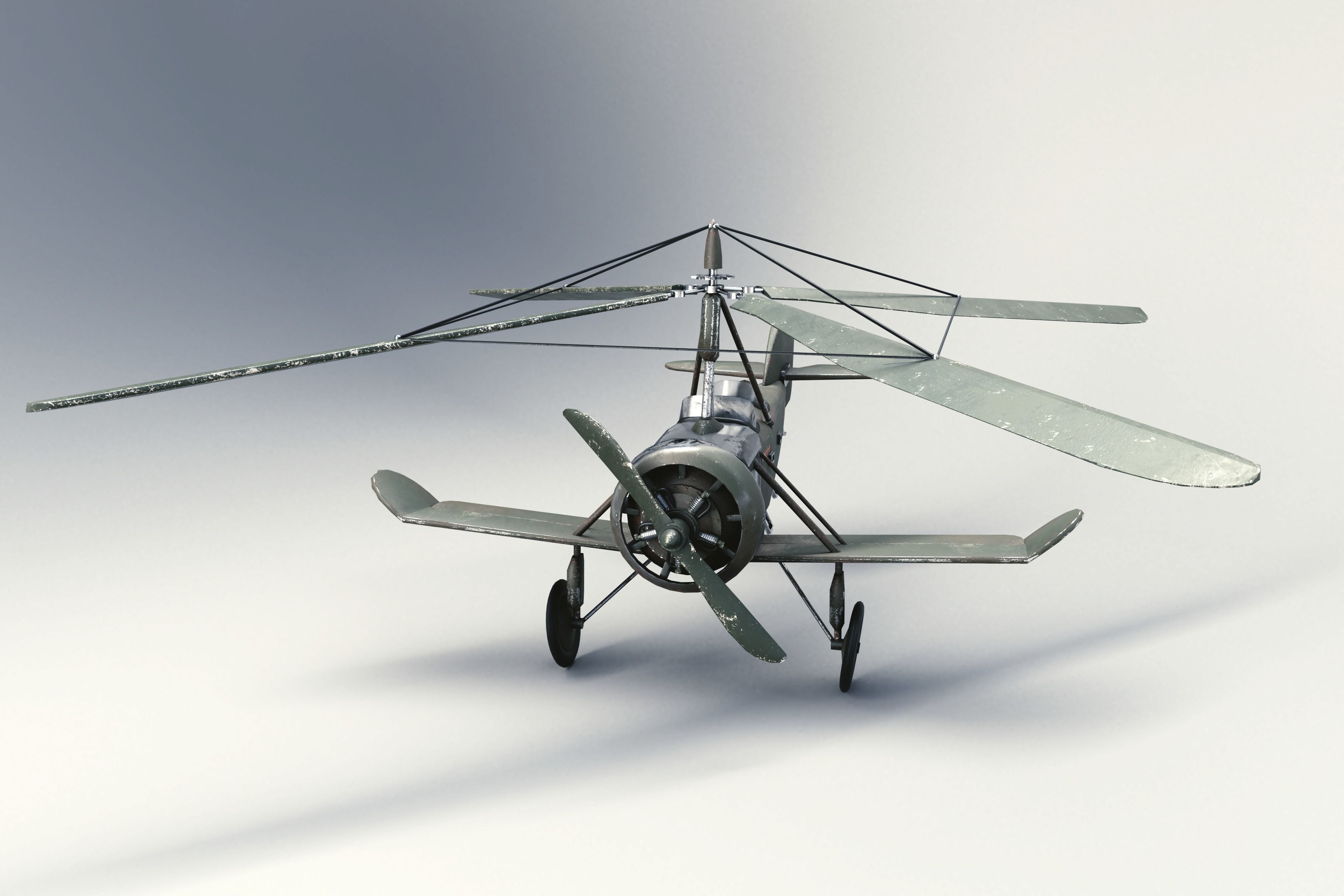 Soviet Autogyro TsAGI A-4 Low-poly 3D model_7