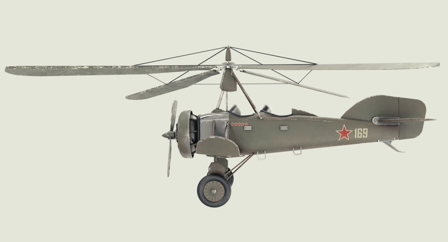 Soviet Autogyro TsAGI A-4 Low-poly 3D model_9
