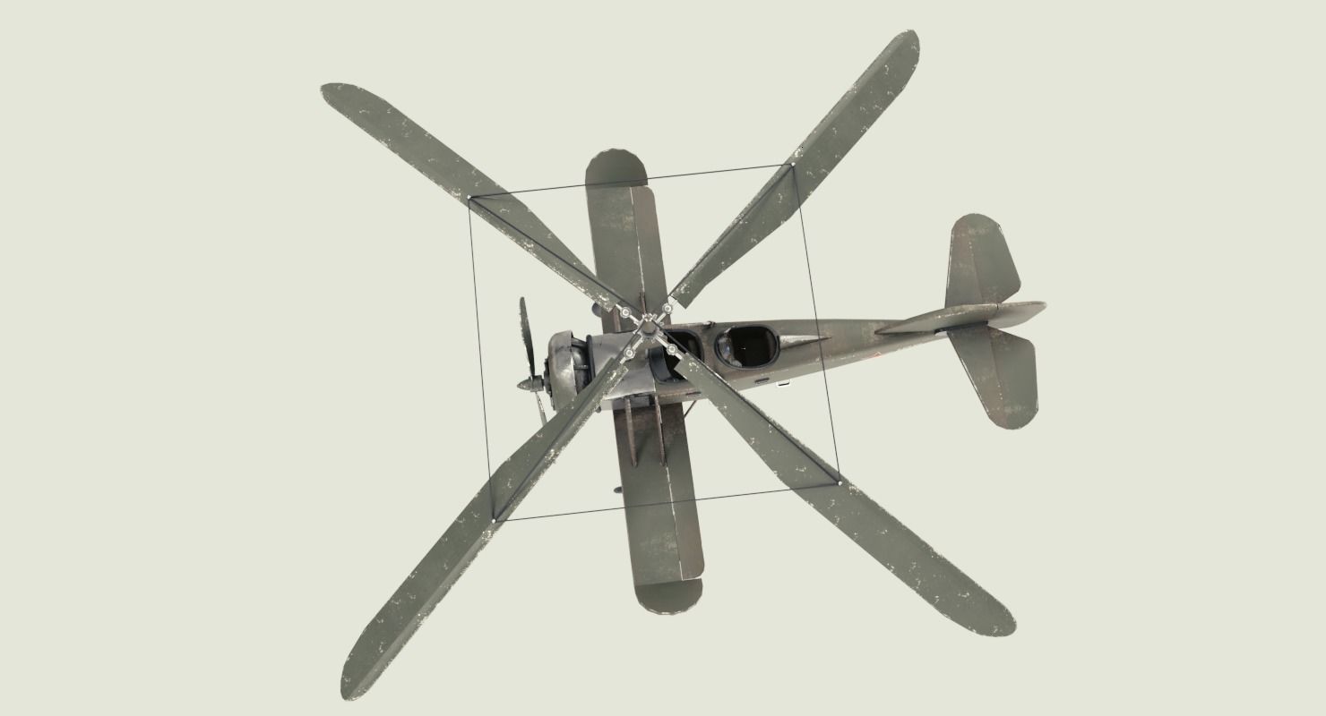 Soviet Autogyro TsAGI A-4 Low-poly 3D model_1