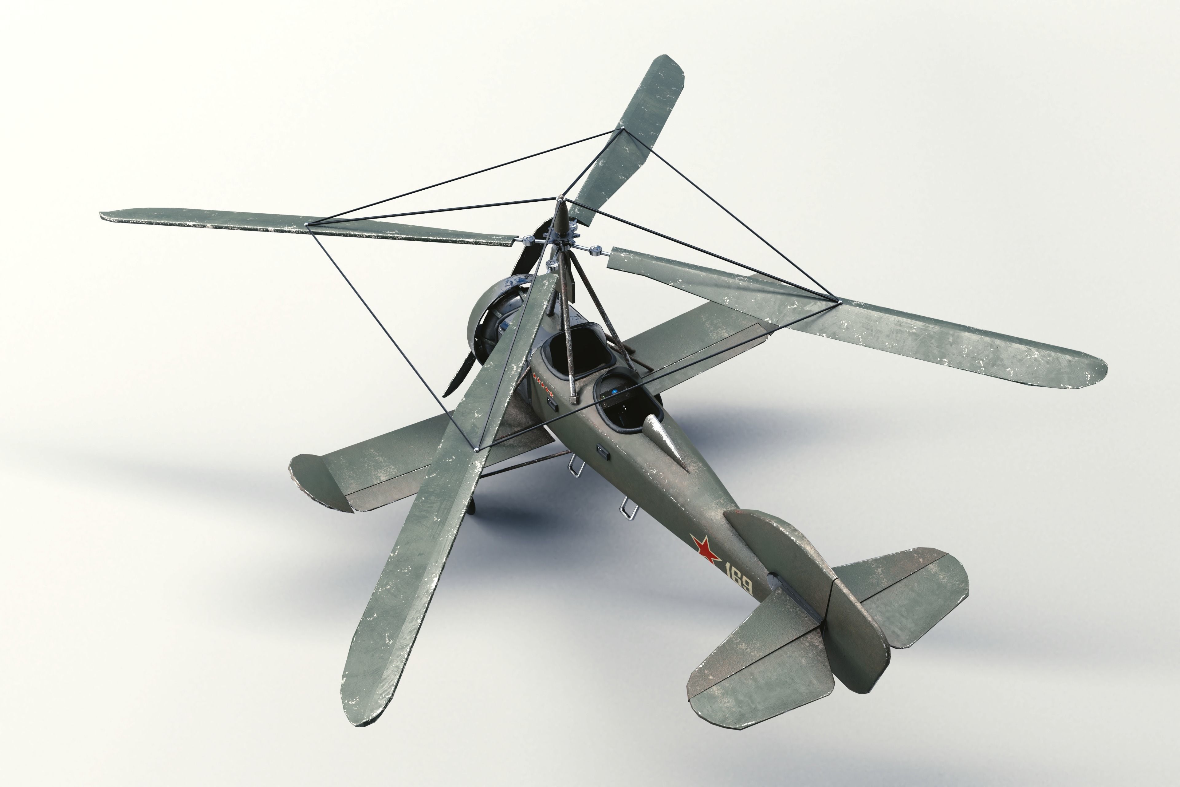 Soviet Autogyro TsAGI A-4 Low-poly 3D model_8