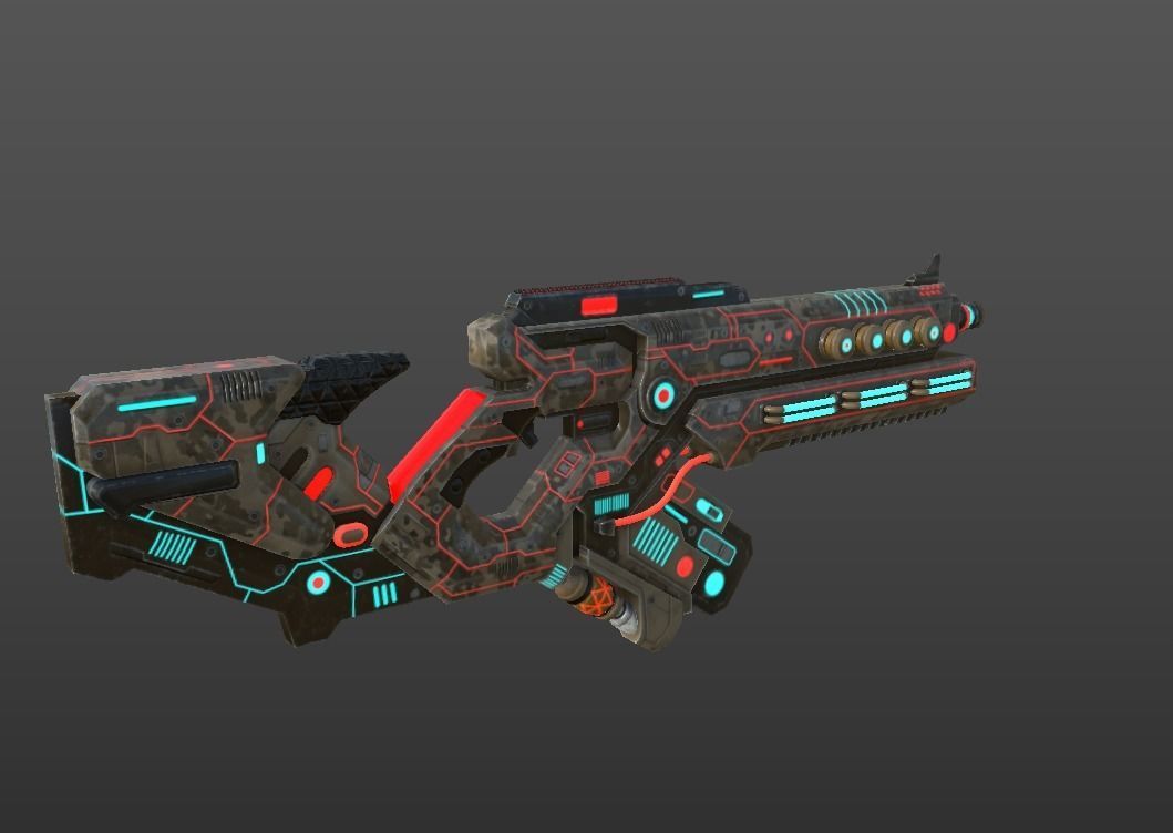 SCI - FI RIFLE Low-poly 3D model_4