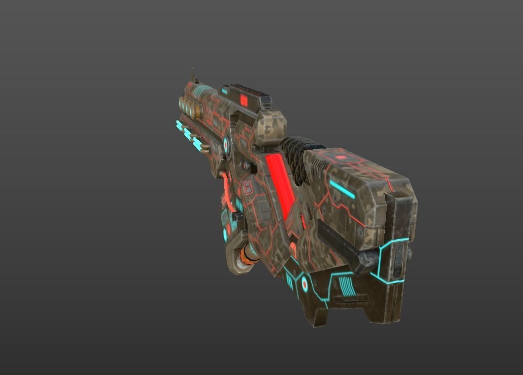 SCI - FI RIFLE Low-poly 3D model_7