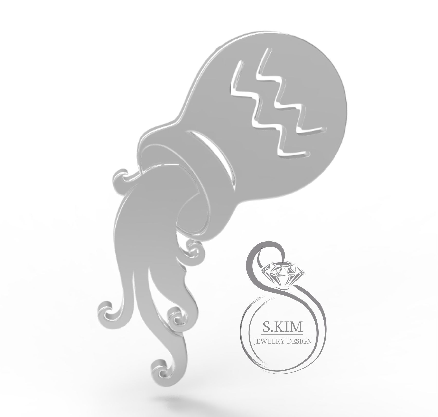 Aquarius pendant 3D print model_4