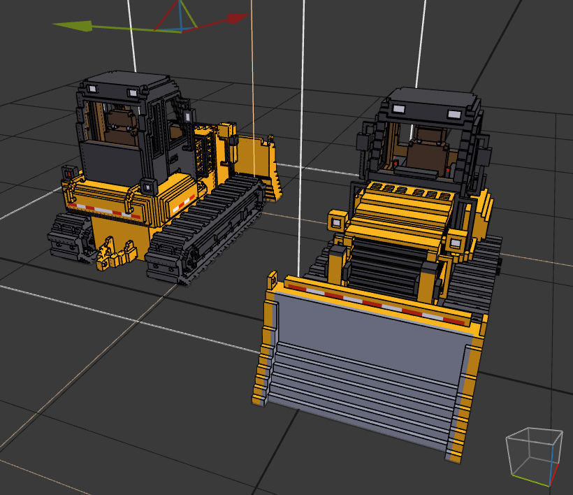 Voxel Bulldozer Low-poly 3D model_15