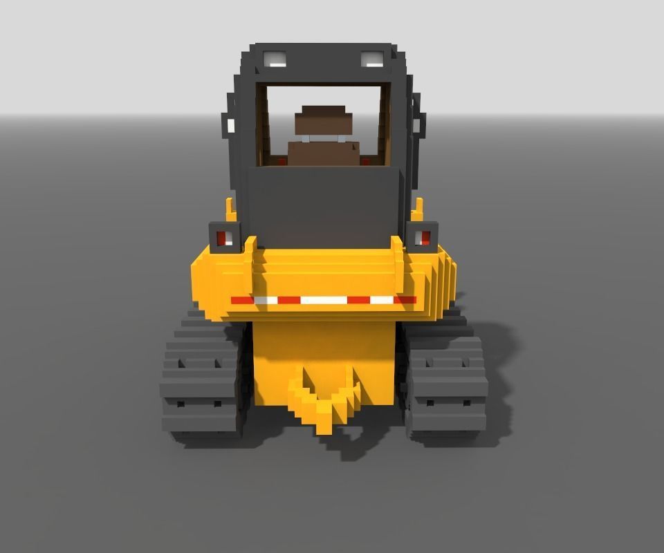 Voxel Bulldozer Low-poly 3D model_8