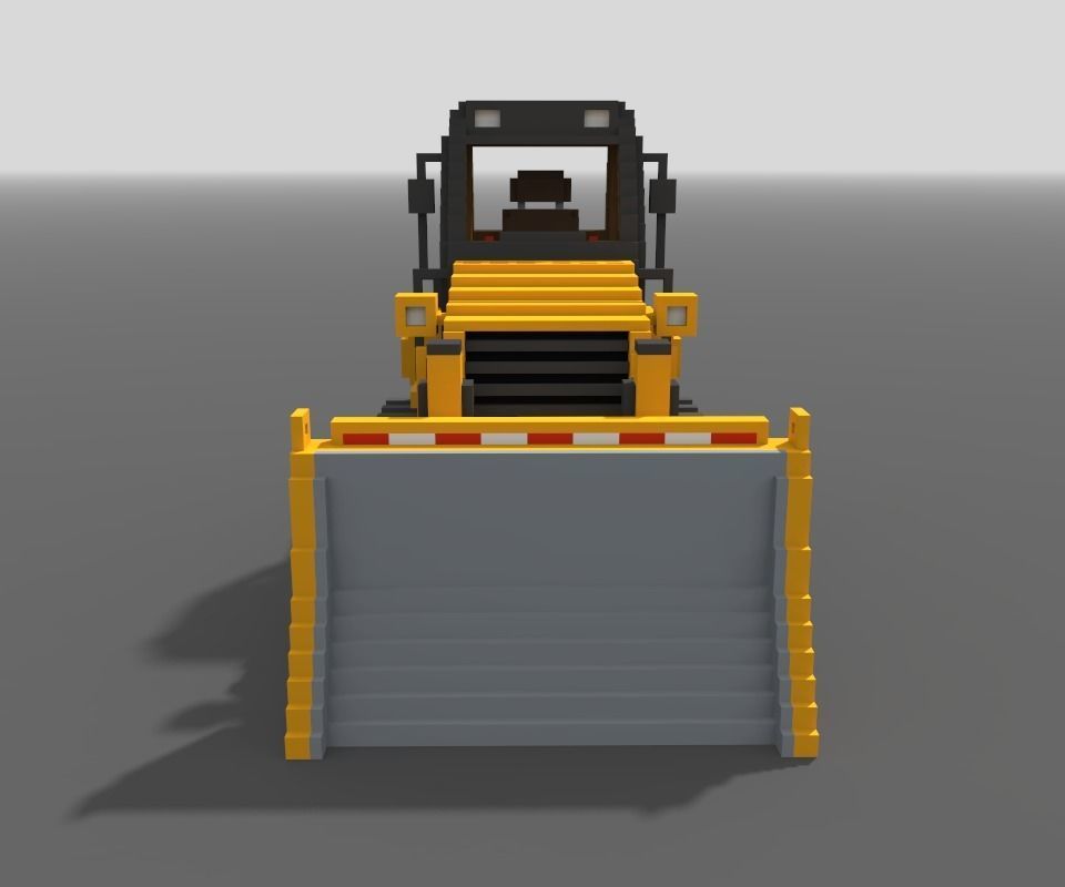Voxel Bulldozer Low-poly 3D model_5