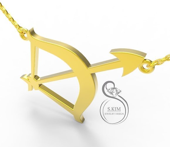 Sagittarius  bow and arrow pendant 3D print model