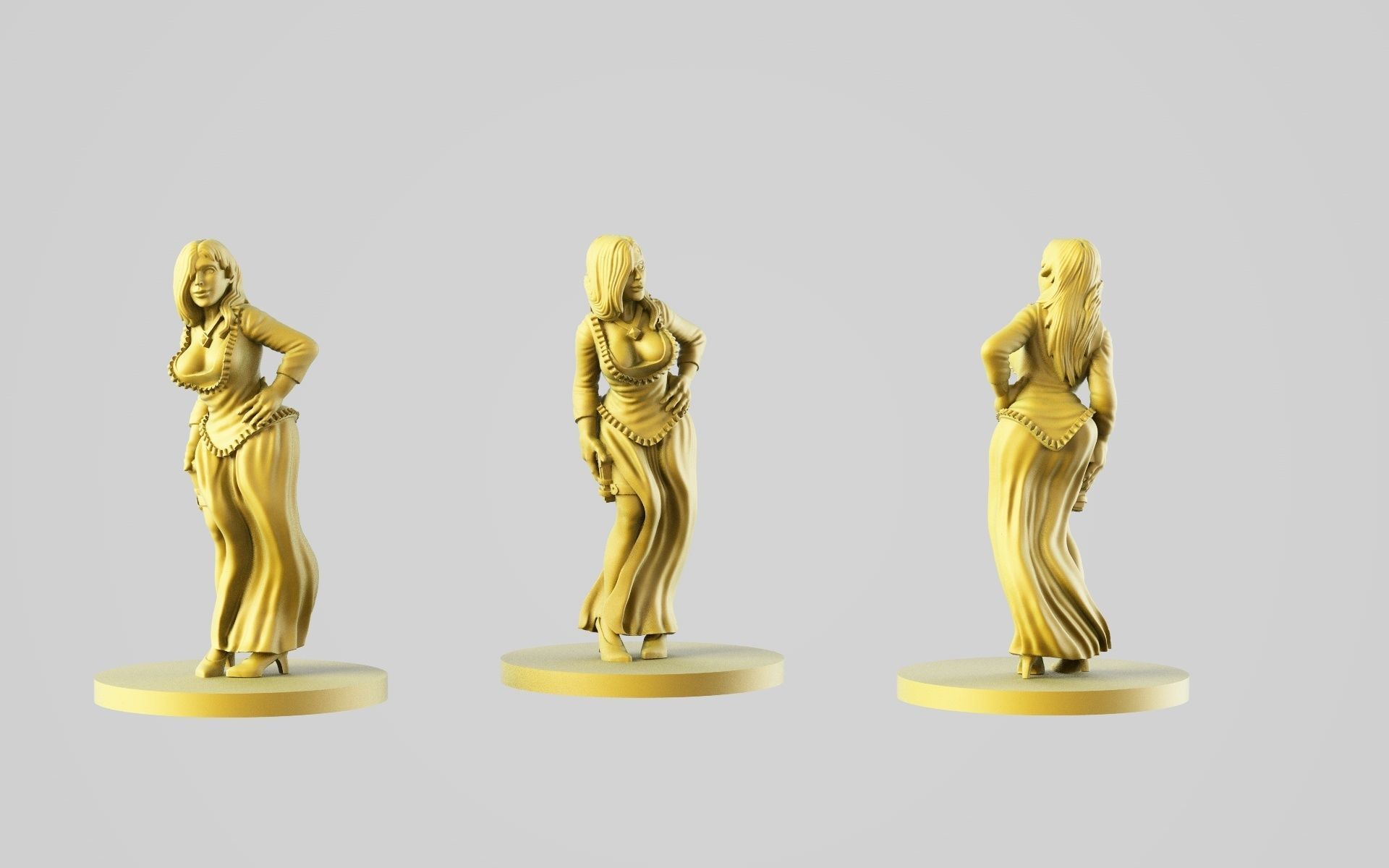 Queen woman in dress 3D print model_1
