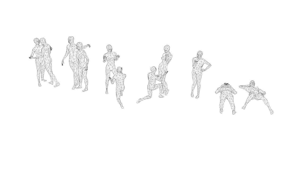 10 People in Love Minimalist Low-poly 3D model_9