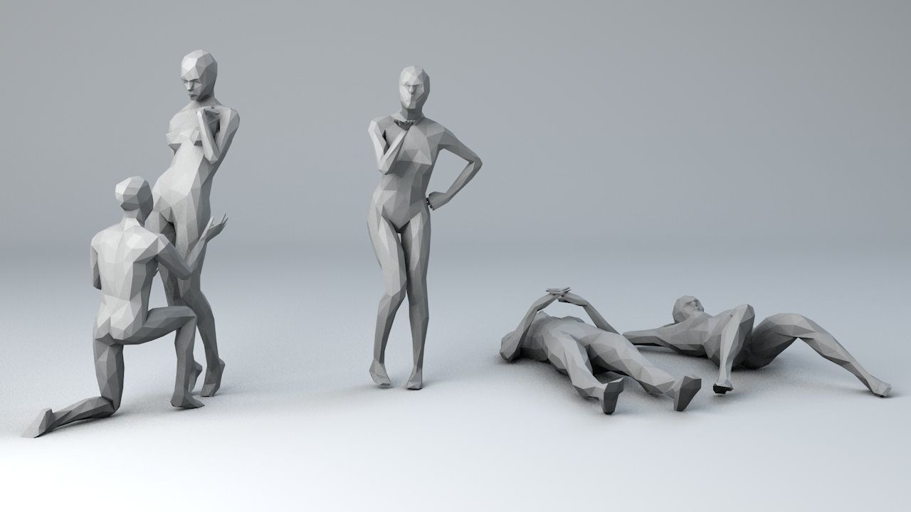 10 People in Love Minimalist Low-poly 3D model_6
