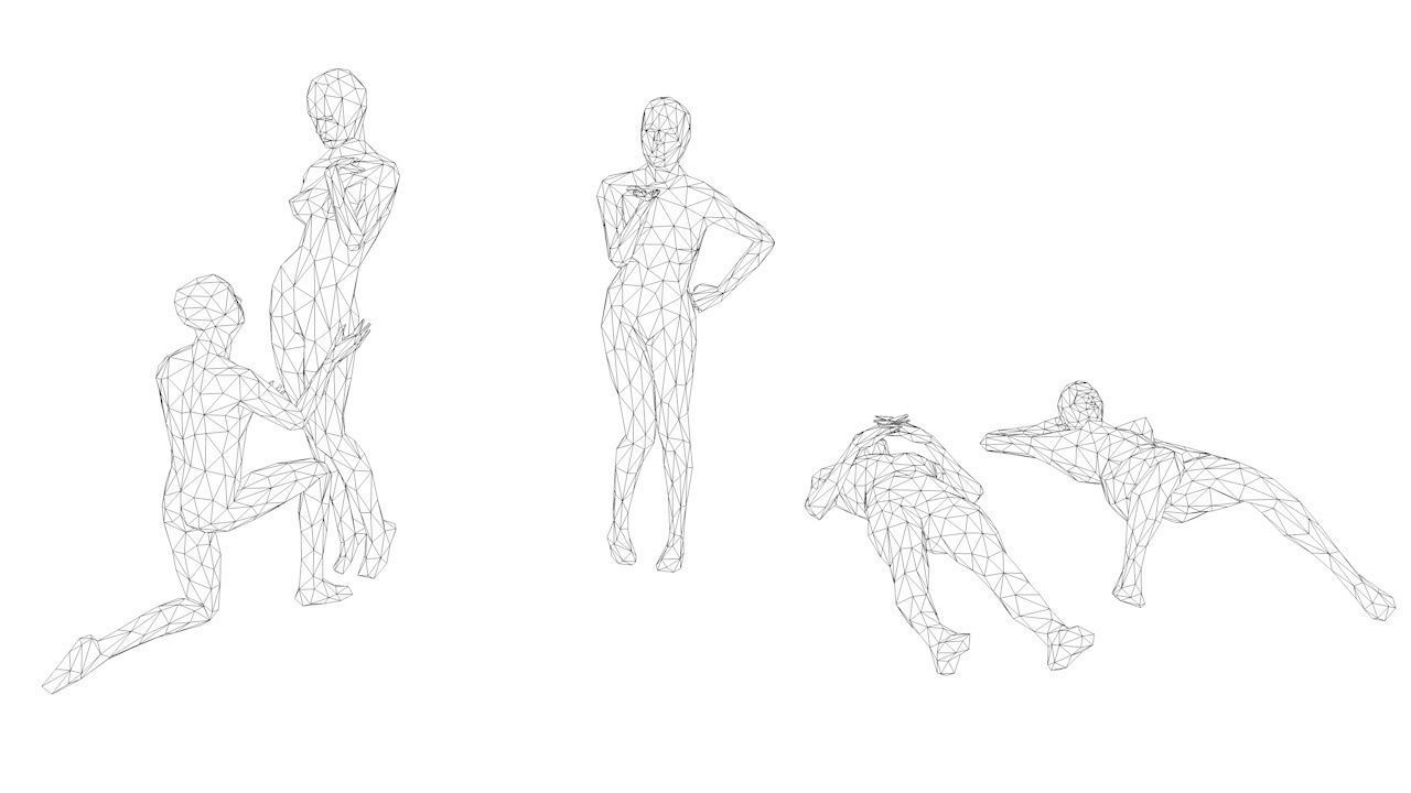 10 People in Love Minimalist Low-poly 3D model_11