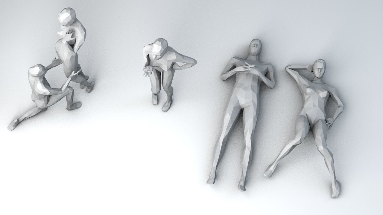 10 People in Love Minimalist Low-poly 3D model_7