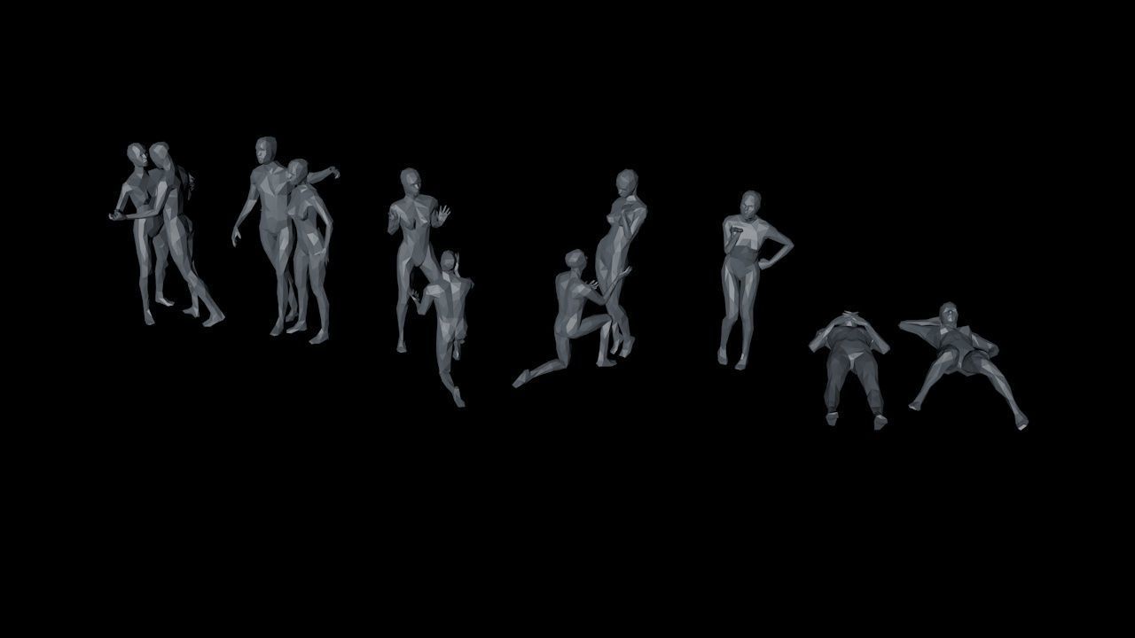 10 People in Love Minimalist Low-poly 3D model_8