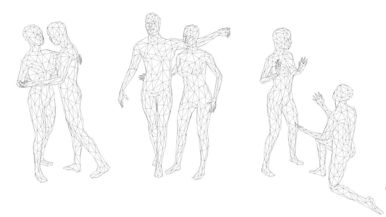 10 People in Love Minimalist Low-poly 3D model_10