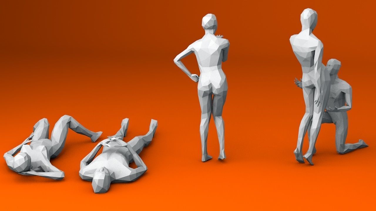 10 People in Love Minimalist Low-poly 3D model_3