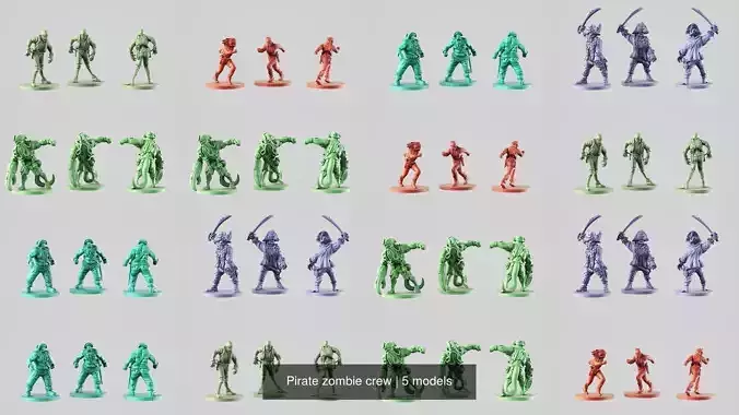 Pirate zombie crew 3D Model Collection