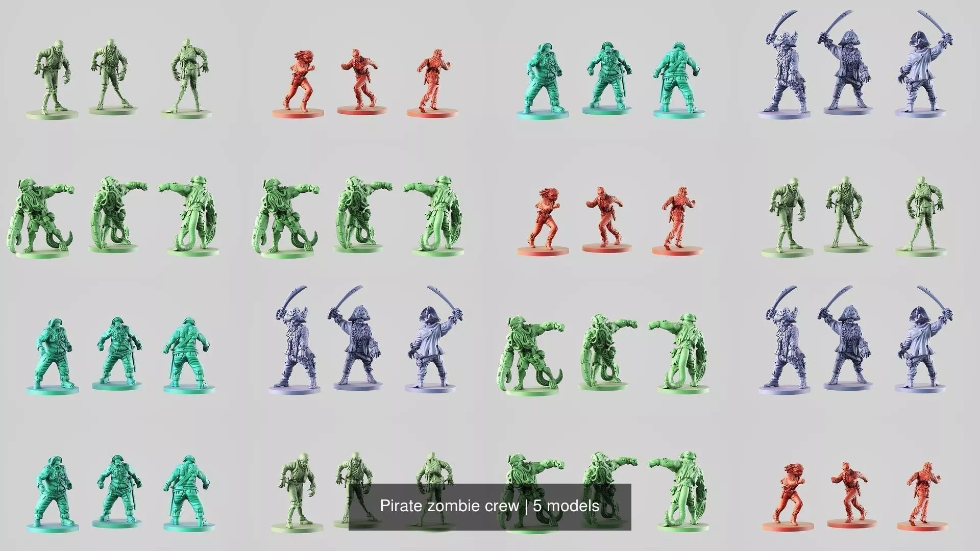 Pirate zombie crew 3D Model Collection_0