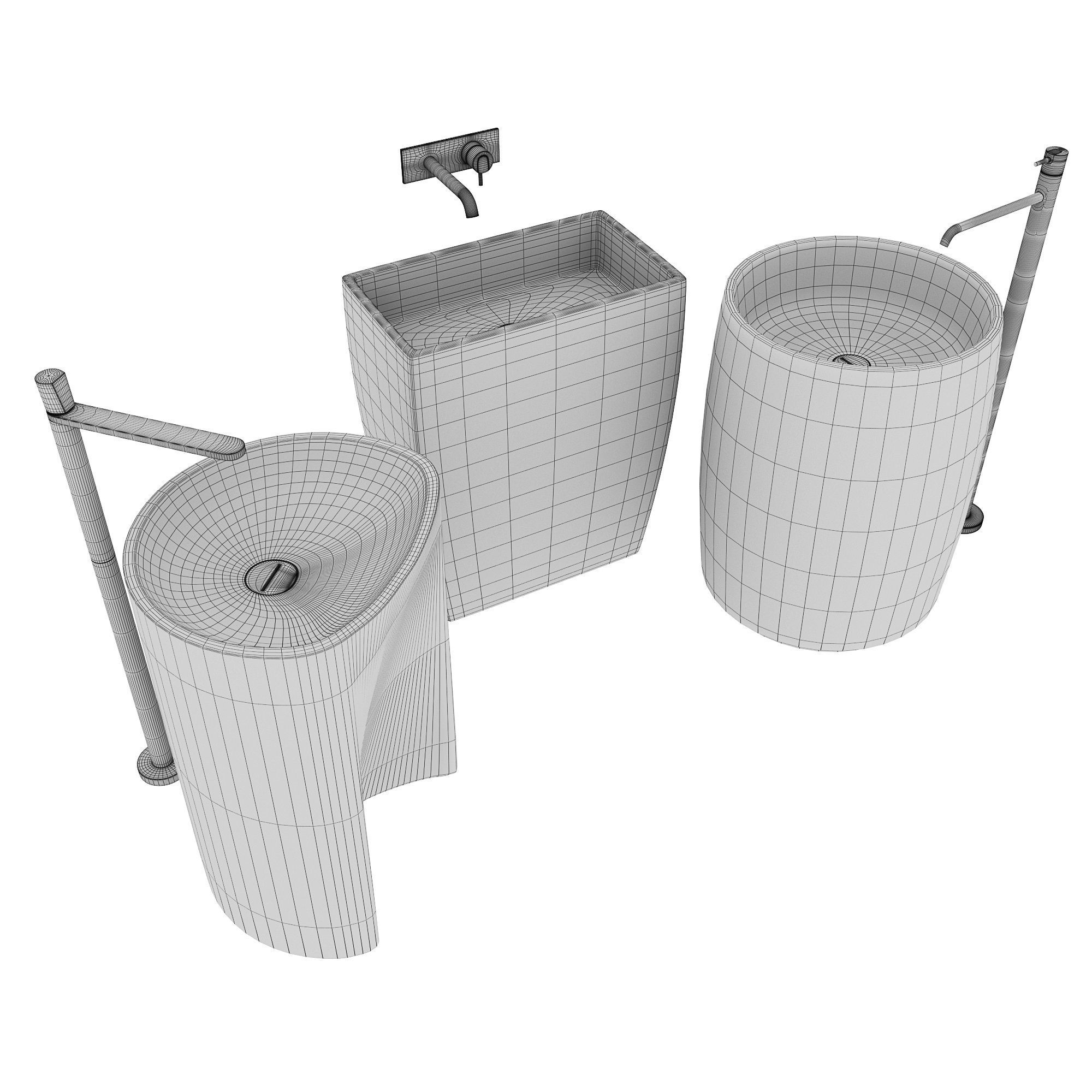 Floor sink and faucet 3D model_2