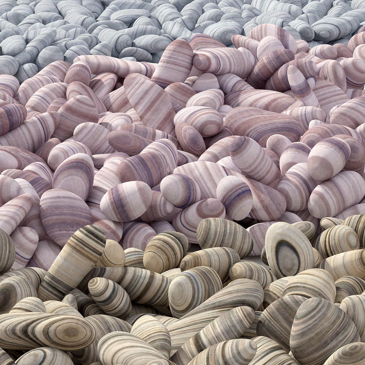 Colored pebble road 3D model_5