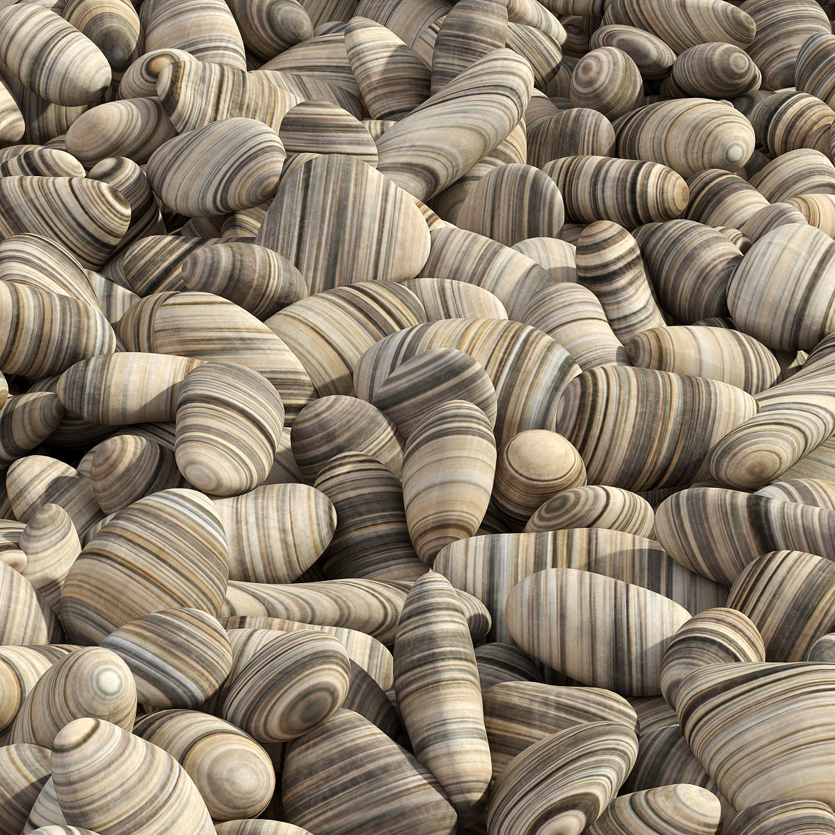 Colored pebble road 3D model_2
