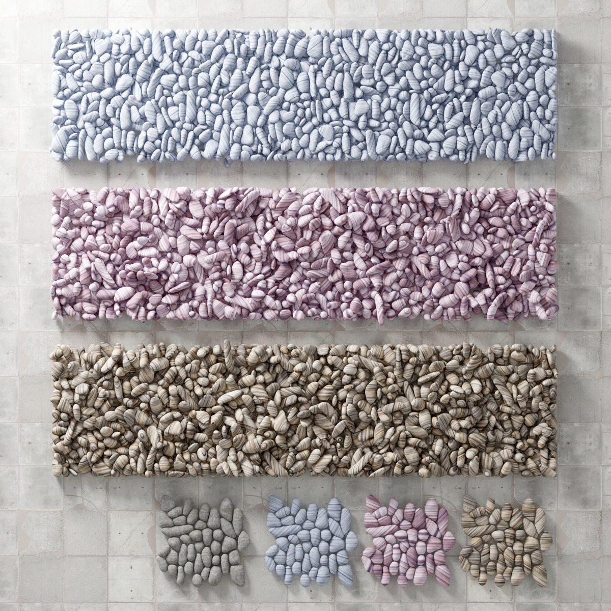 Colored pebble road 3D model_1