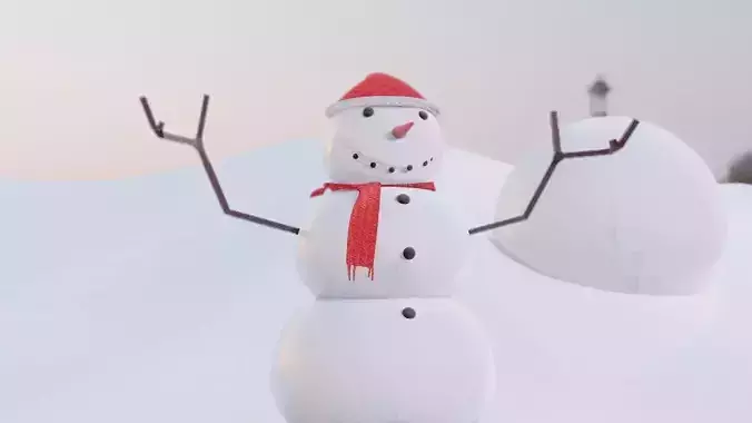snow man model and snow christmas season 3D model