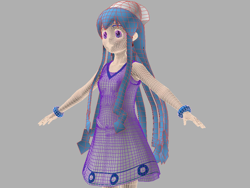 T pose nonrigged model of Ika Musume anime girl 3D model_7