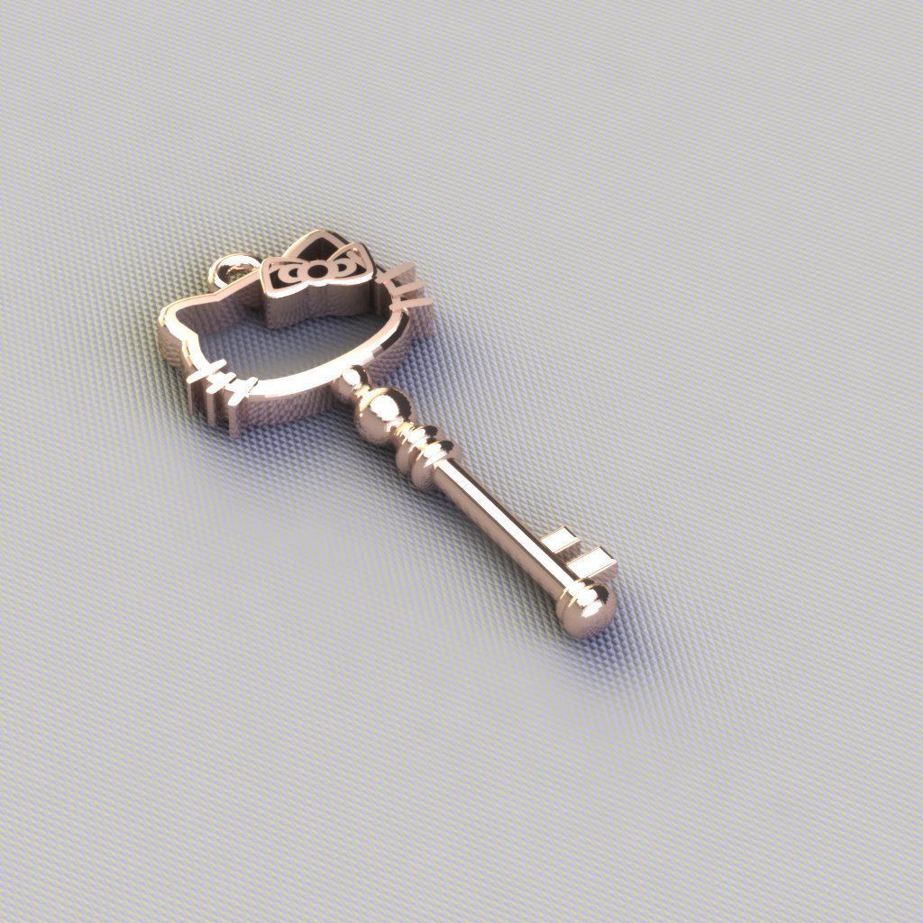 keypendant hello kitty key 3D print model_2