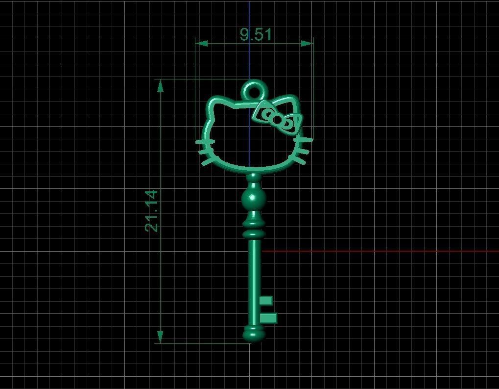 keypendant hello kitty key 3D print model_4